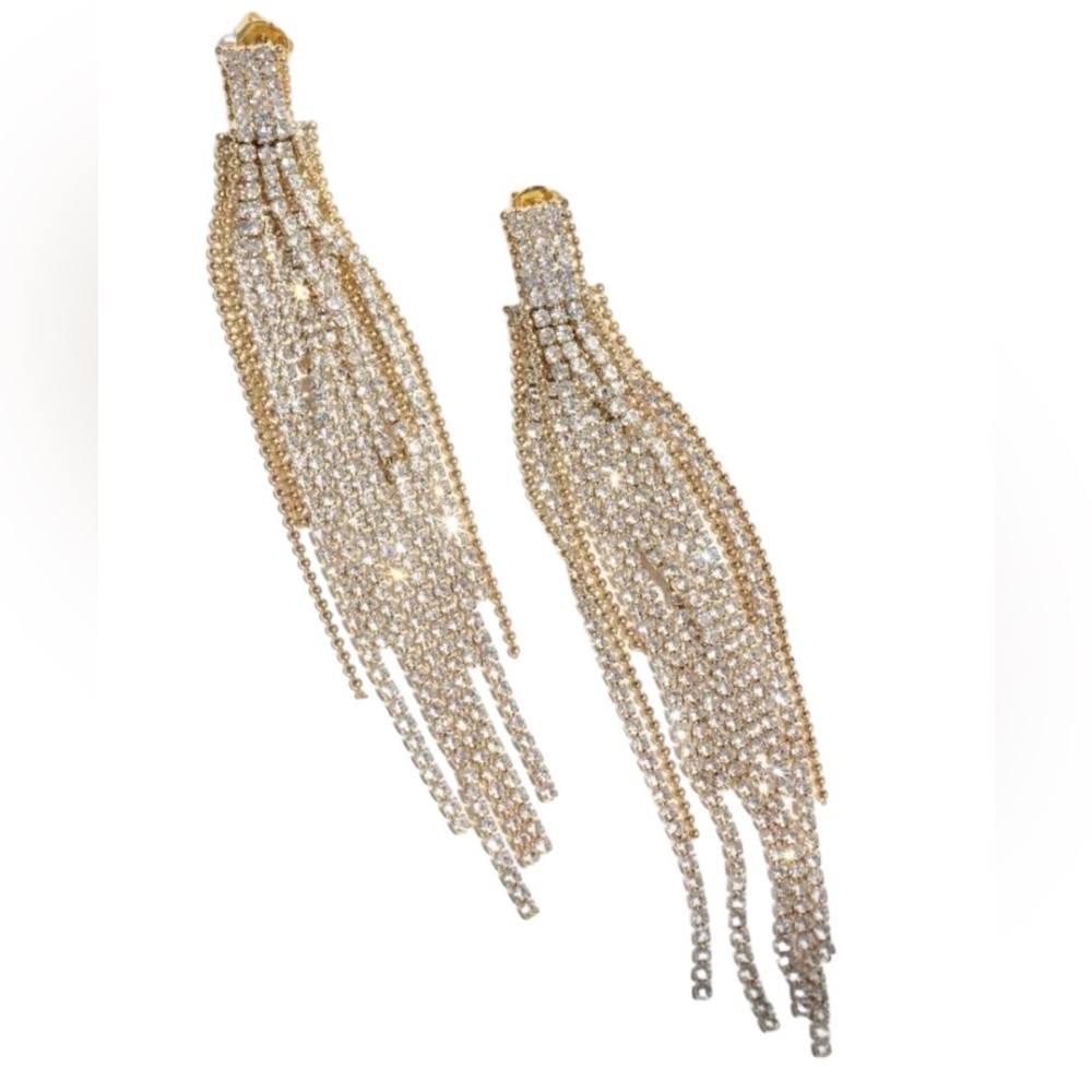 Jackie Mack x Rachel Roy Adhara Gold Cz Fringe Earring Sterling Silver Posts